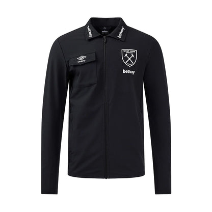 Black - Front - Umbro Childrens-Kids 24-25 West Ham United FC Presentation Jacket