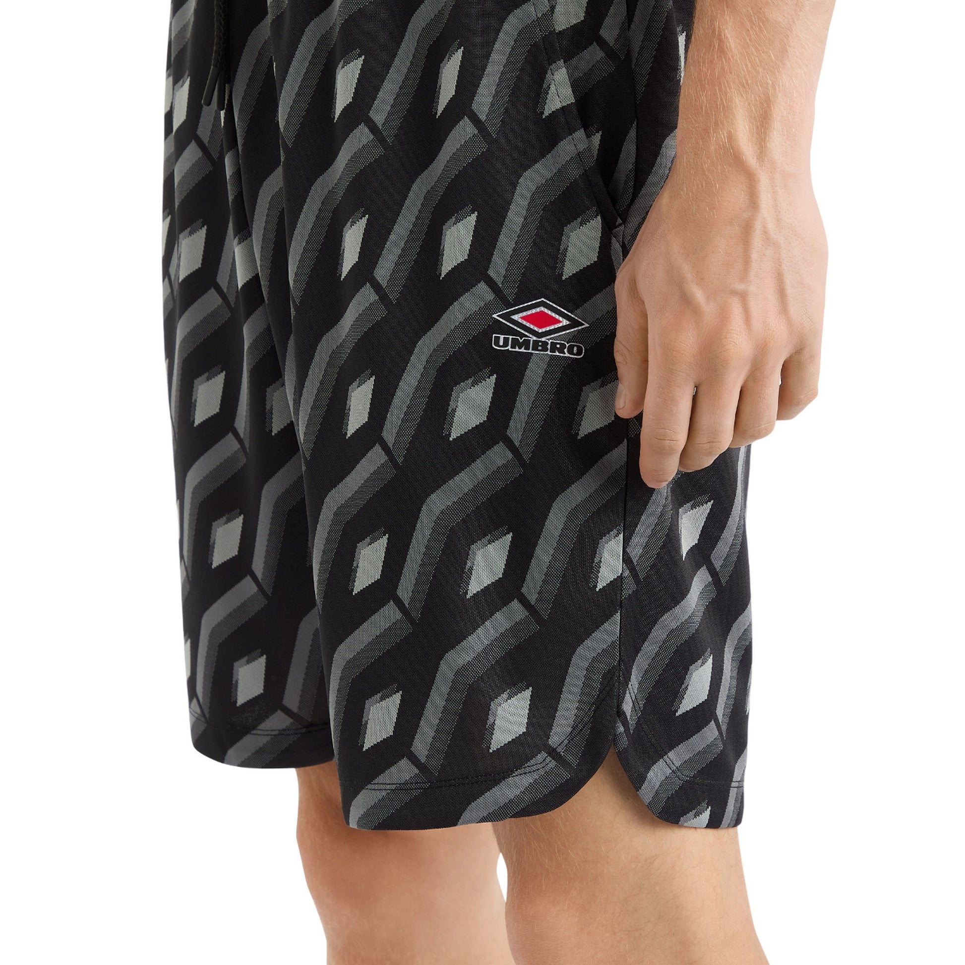 Black - Side - Umbro Mens Jacquard Shorts