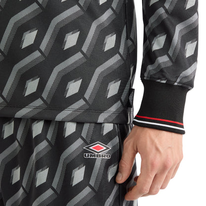 Black-Grey - Lifestyle - Umbro Mens Jacquard Long-Sleeved Jersey