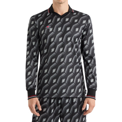 Black-Grey - Front - Umbro Mens Jacquard Long-Sleeved Jersey