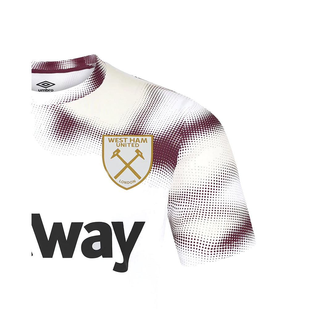 Brilliant White-New Claret-Cerulean - Side - Umbro Mens 24-25 West Ham United FC Warm Up Jersey