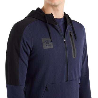 Peacoat-Black - Side - Umbro Mens Terrace Half Zip Hoodie