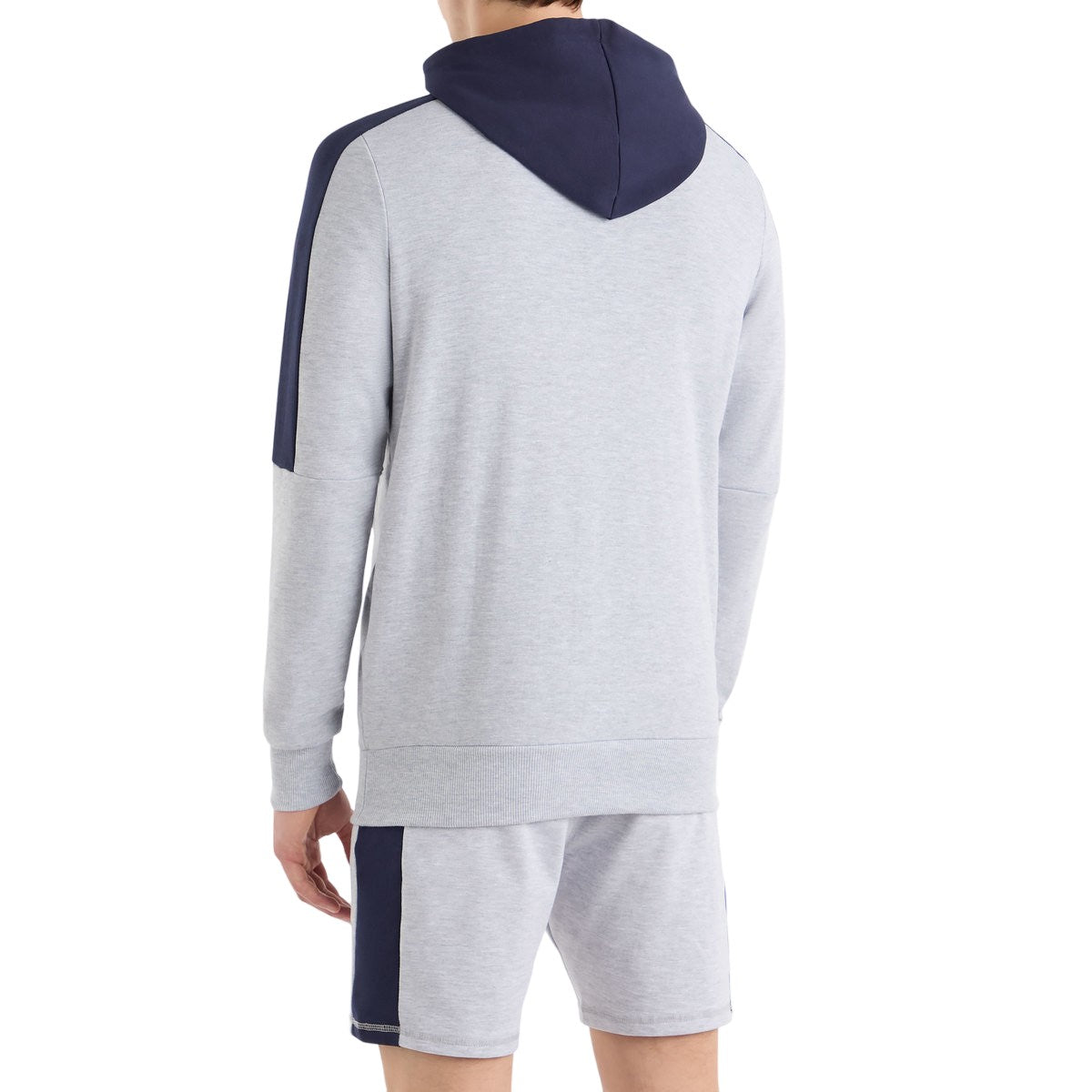 Light Grey Marl-Peacoat - Back - Umbro Mens Terrace Half Zip Hoodie