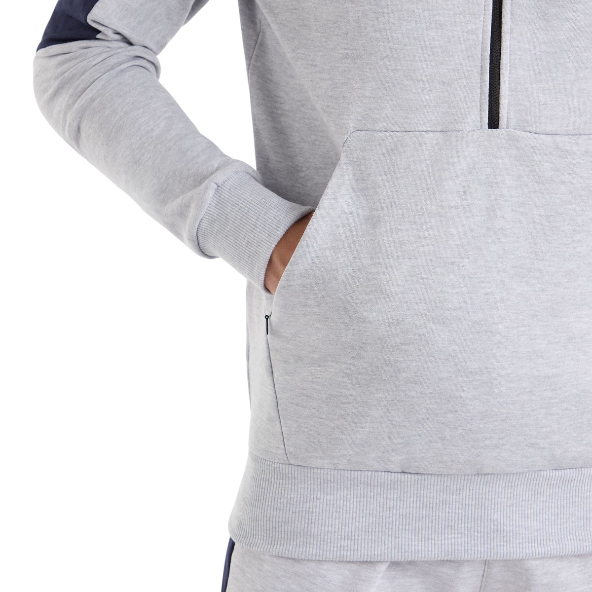 Light Grey Marl-Peacoat - Lifestyle - Umbro Mens Terrace Half Zip Hoodie
