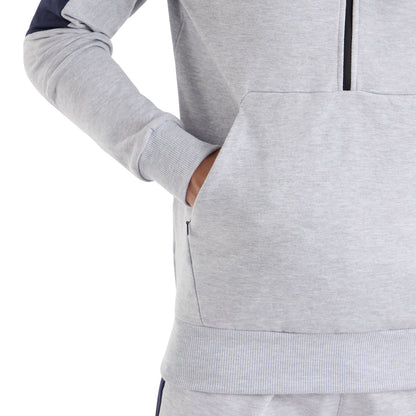 Light Grey Marl-Peacoat - Lifestyle - Umbro Mens Terrace Half Zip Hoodie