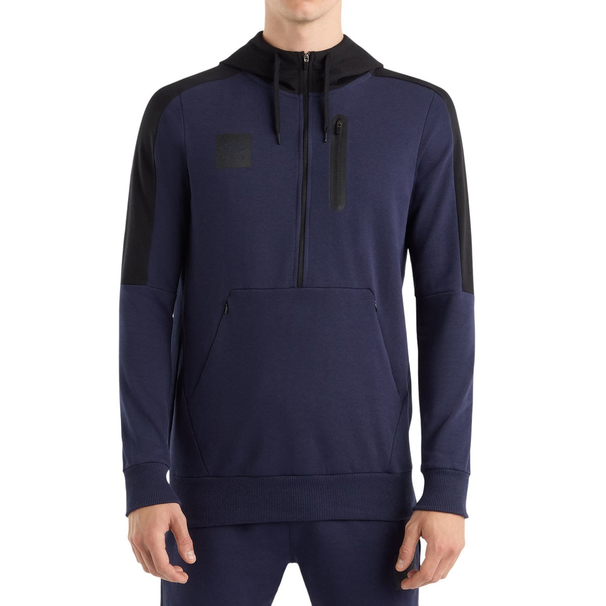Peacoat-Black - Front - Umbro Mens Terrace Half Zip Hoodie