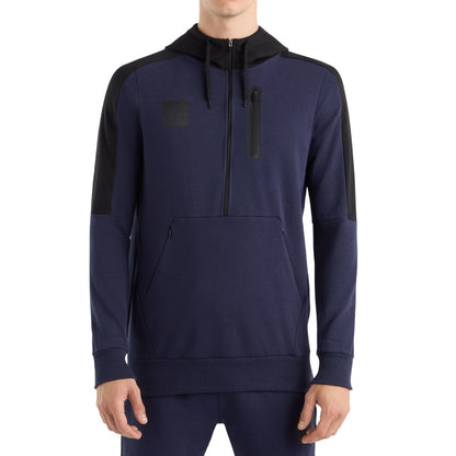 Peacoat-Black - Front - Umbro Mens Terrace Half Zip Hoodie