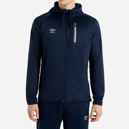 Dark Navy - Front - Umbro Mens Sportswear Full Zip Raglan Hoodie