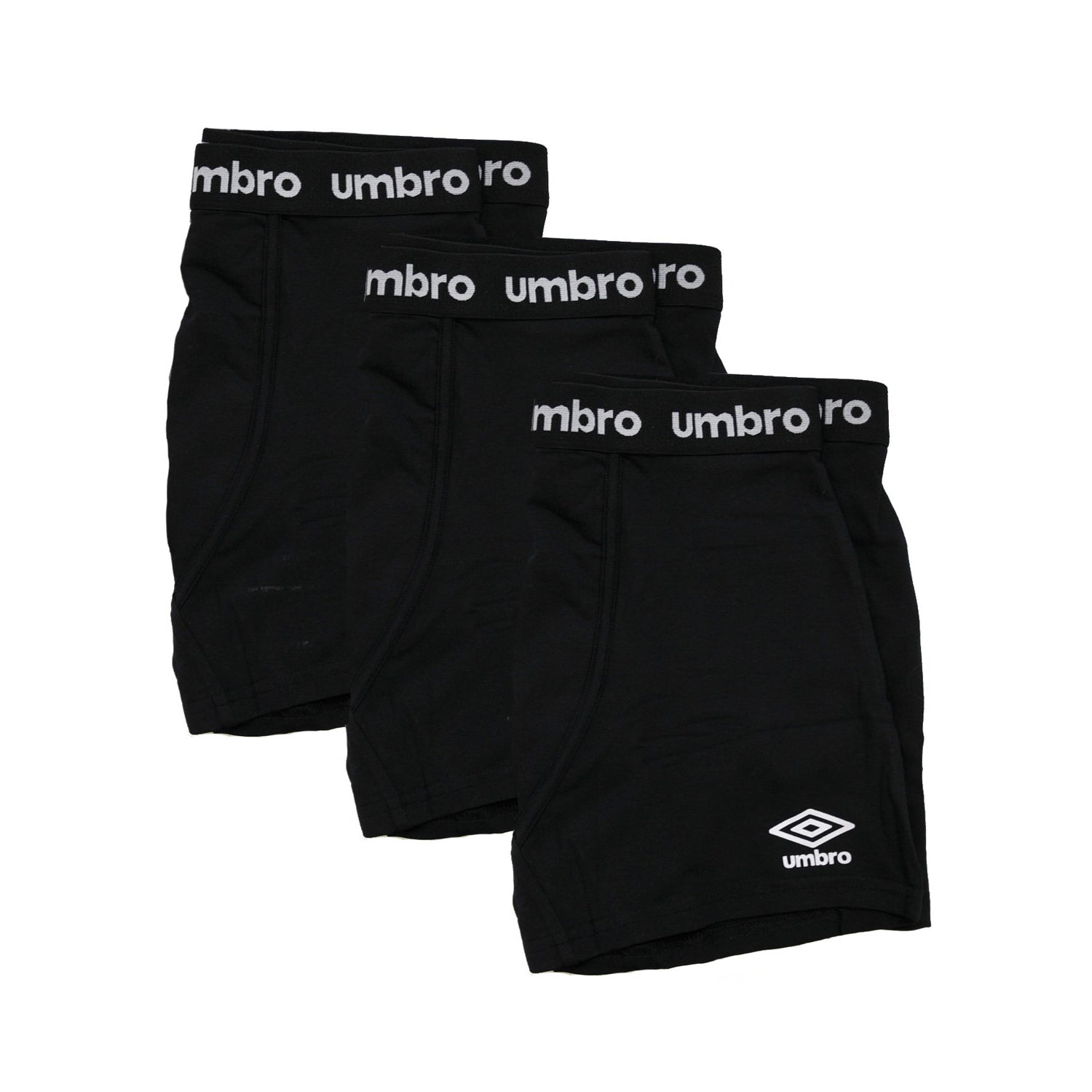 Black - Front - Umbro Mens Boxer Shorts (Pack of 3)
