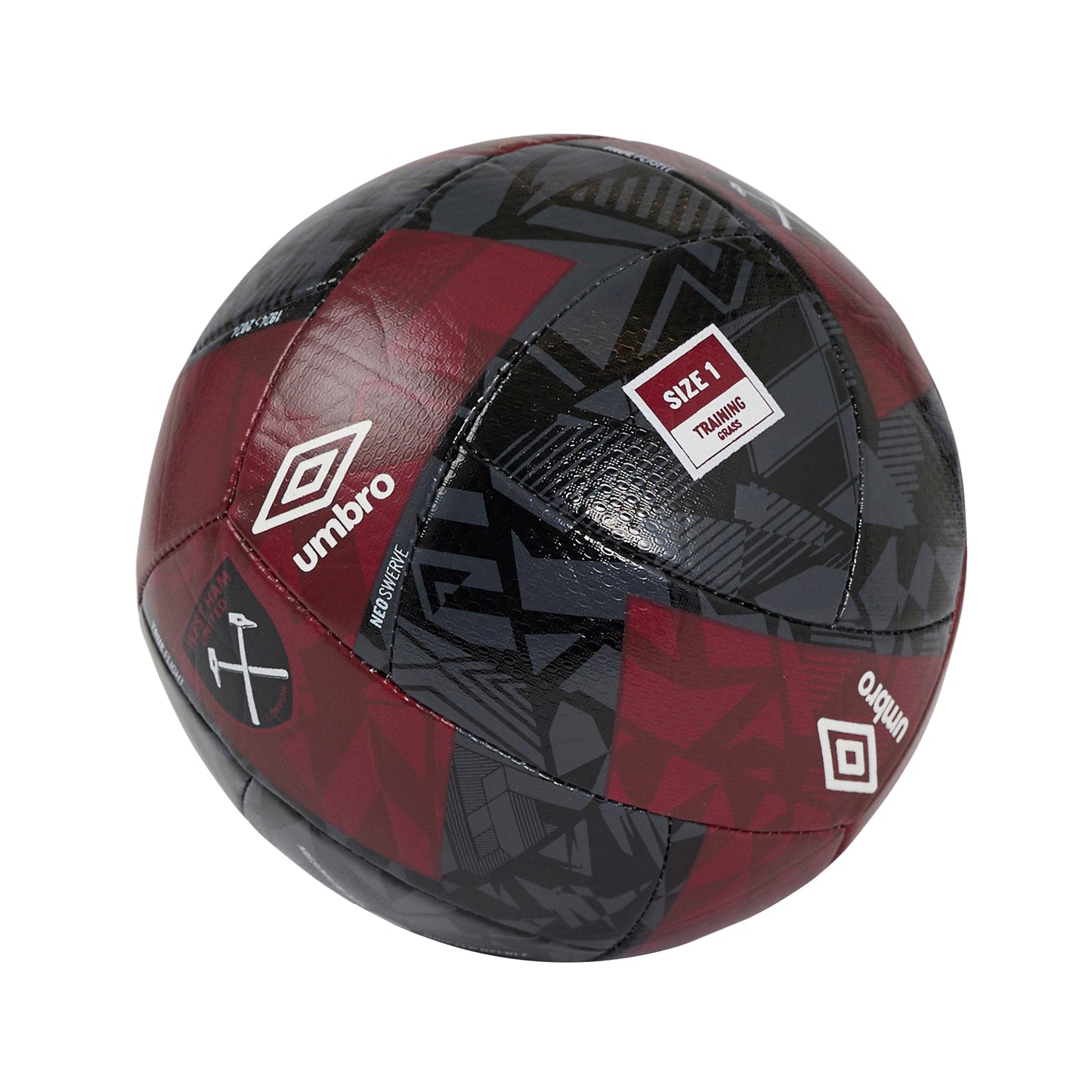 Black-White-New Claret - Back - Umbro 24-25 Neo Swerve West Ham United FC Mini Football