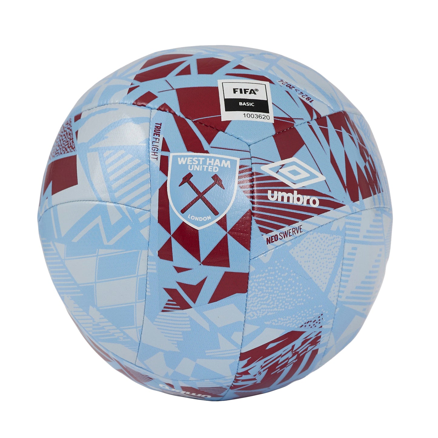 Cerulean-White-New Claret - Front - Umbro 24-25 Neo Swerve West Ham United FC Football