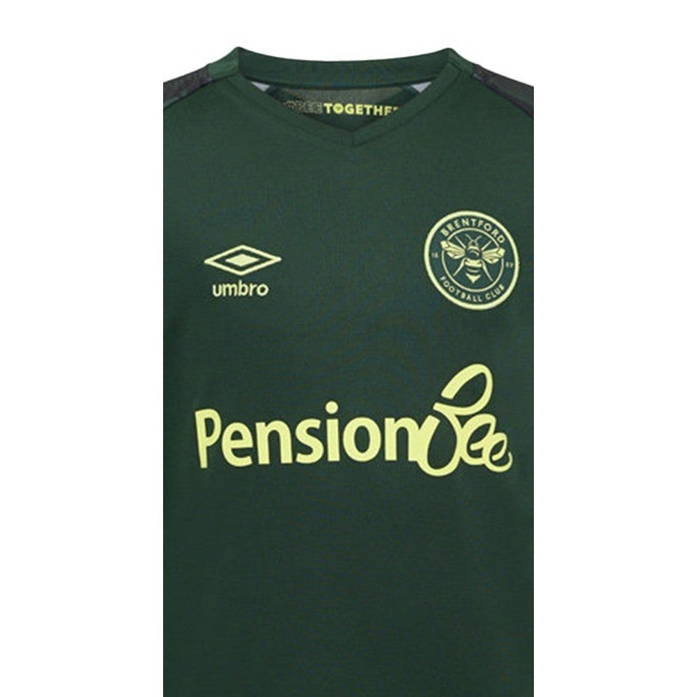 Green-Black - Back - Umbro Childrens-Kids 24-25 Brentford FC Third Jersey