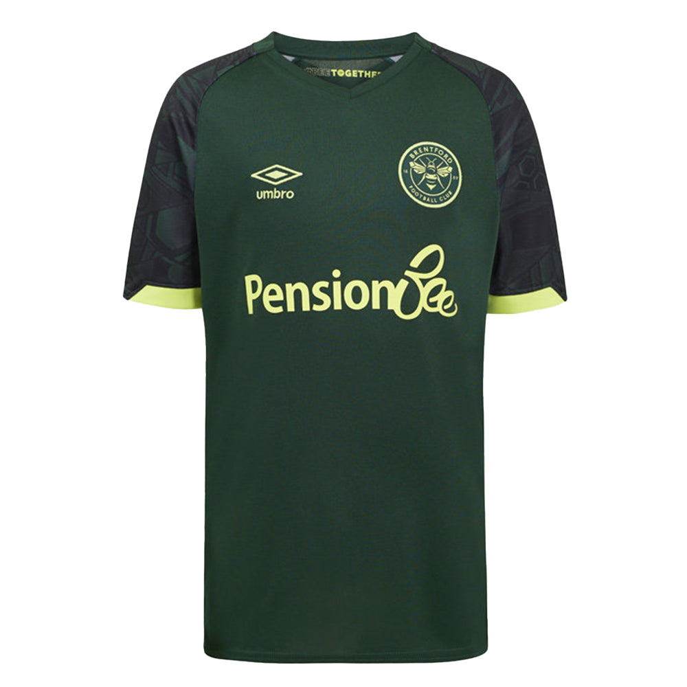 Green-Black - Front - Umbro Childrens-Kids 24-25 Brentford FC Third Jersey
