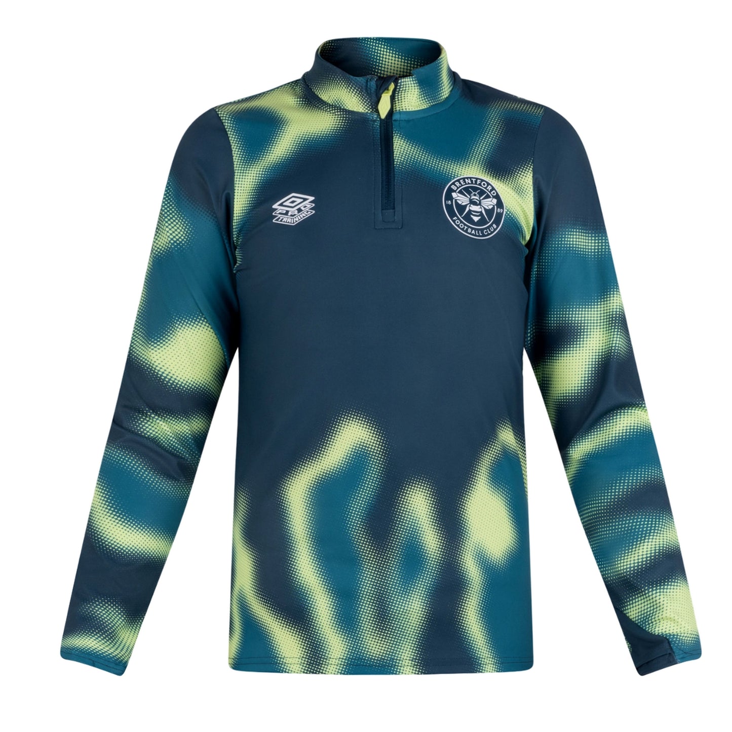 Deep Lagoon-Reflecting Pond-Sharp Green - Front - Umbro Unisex Adult 24-25 Brentford FC Midlayer