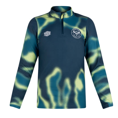 Deep Lagoon-Reflecting Pond-Sharp Green - Front - Umbro Unisex Adult 24-25 Brentford FC Midlayer