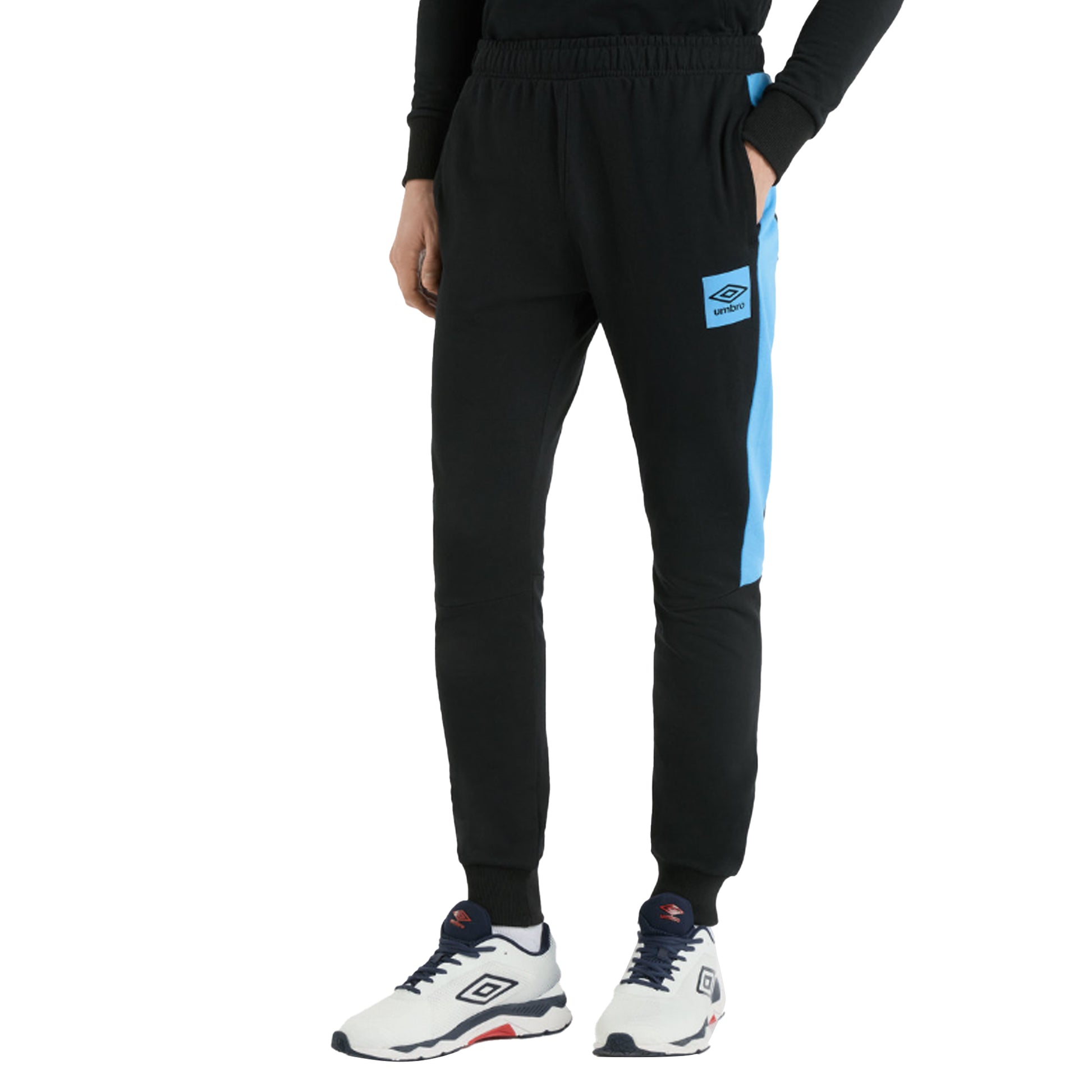 Black-Azure Blue - Back - Umbro Mens Terrace Jogging Bottoms