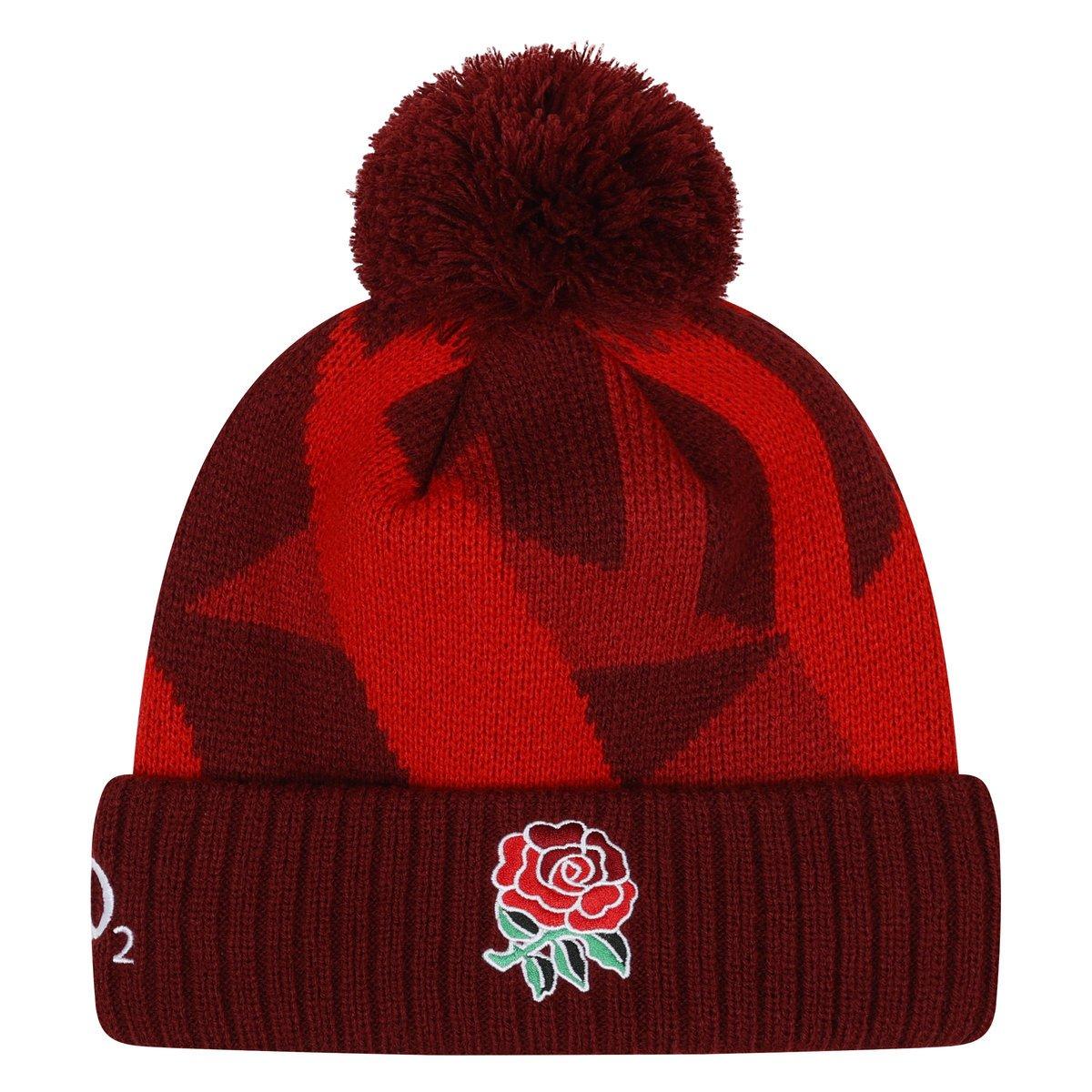Flame Scarlet-Chilli Pepper-True Red - Front - Umbro 24-25 Bobble England Red Roses Beanie