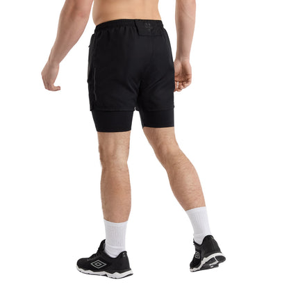 Black - Back - Umbro Mens Pro Training Elite Hybrid Short