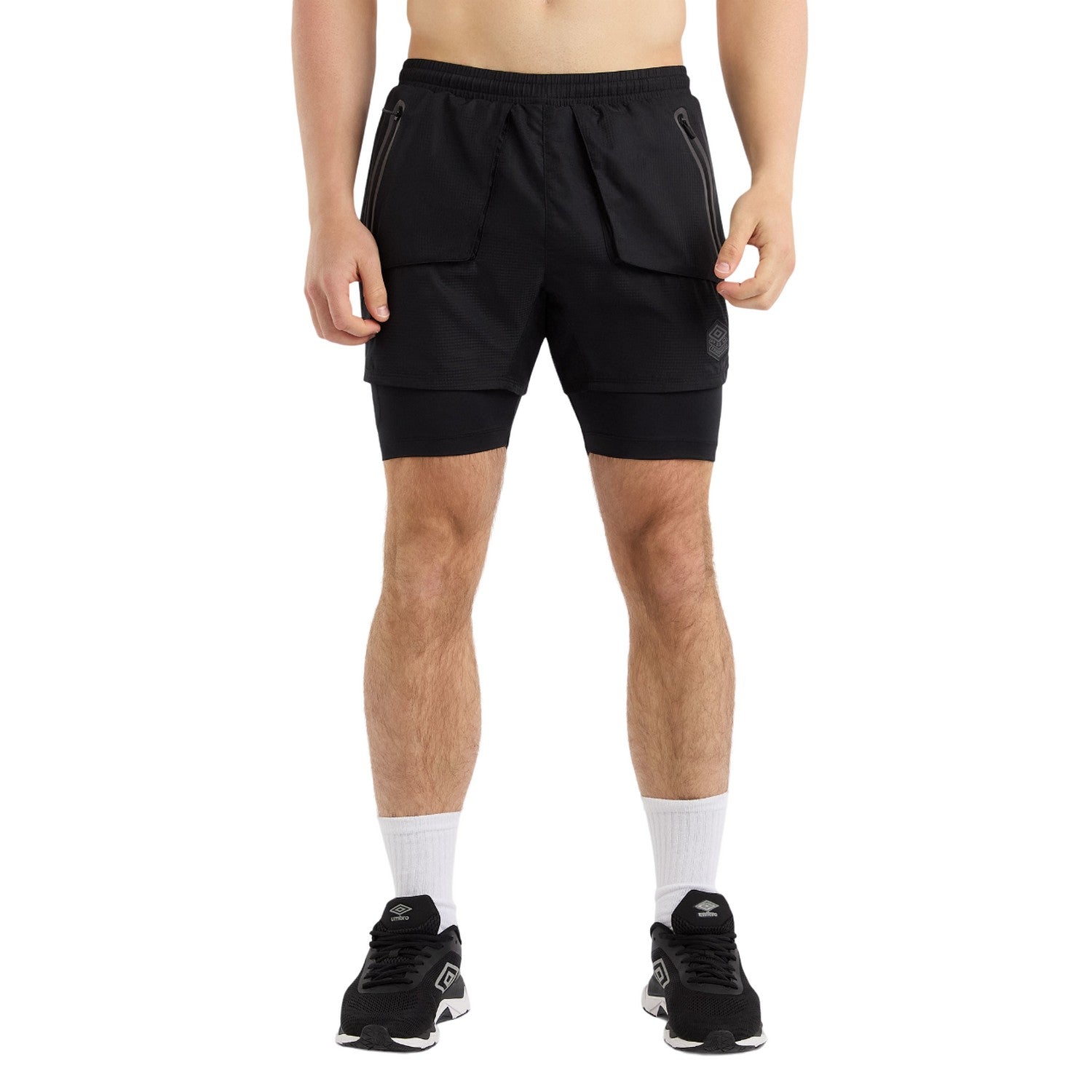 Black - Side - Umbro Mens Pro Training Elite Hybrid Short