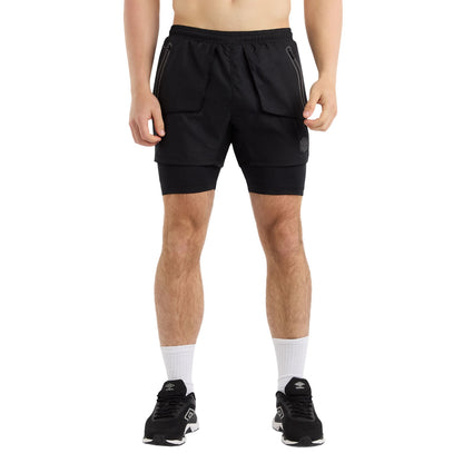 Black - Side - Umbro Mens Pro Training Elite Hybrid Short