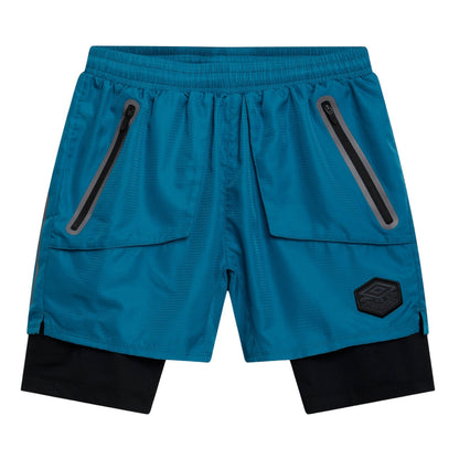 Corsair-Black - Front - Umbro Mens Pro Training Elite Hybrid Short