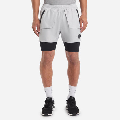 Harbour Mist-Black - Front - Umbro Mens Pro Training Elite Hybrid Short