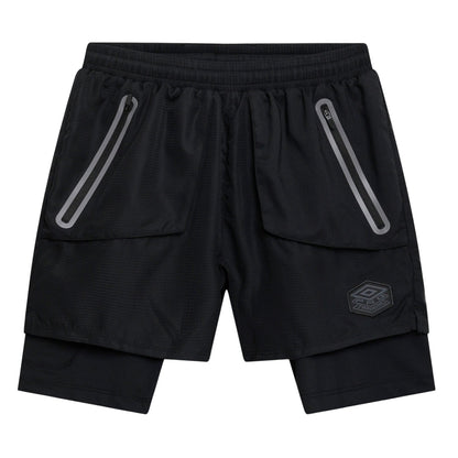 Black - Front - Umbro Mens Pro Training Elite Hybrid Short