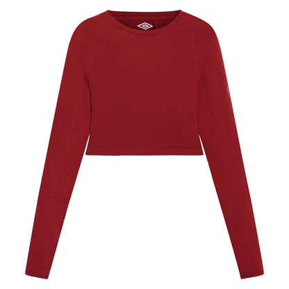 Sundried Tomato - Front - Umbro Womens-Ladies Pro Long-Sleeved Training Crop Top