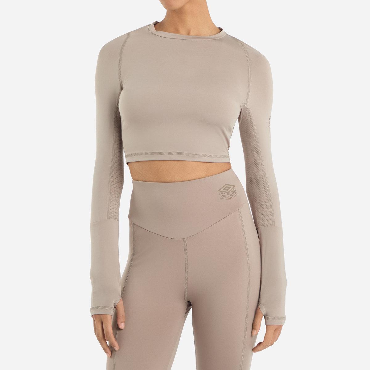 Moon Rock - Front - Umbro Womens-Ladies Pro Long-Sleeved Training Crop Top