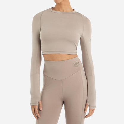 Moon Rock - Front - Umbro Womens-Ladies Pro Long-Sleeved Training Crop Top