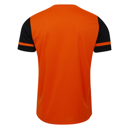 Shocking Orange-Black - Back - Umbro Mens Cavelle Jersey T-Shirt