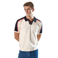 White - Front - Umbro Mens Palet Percival Knitted Stripes Football Polo Shirt