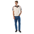 White - Side - Umbro Mens Palet Percival Knitted Stripes Football Polo Shirt