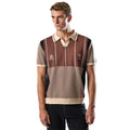 Brown - Front - Umbro Mens Palet Percival Knitted Stripes Football Polo Shirt