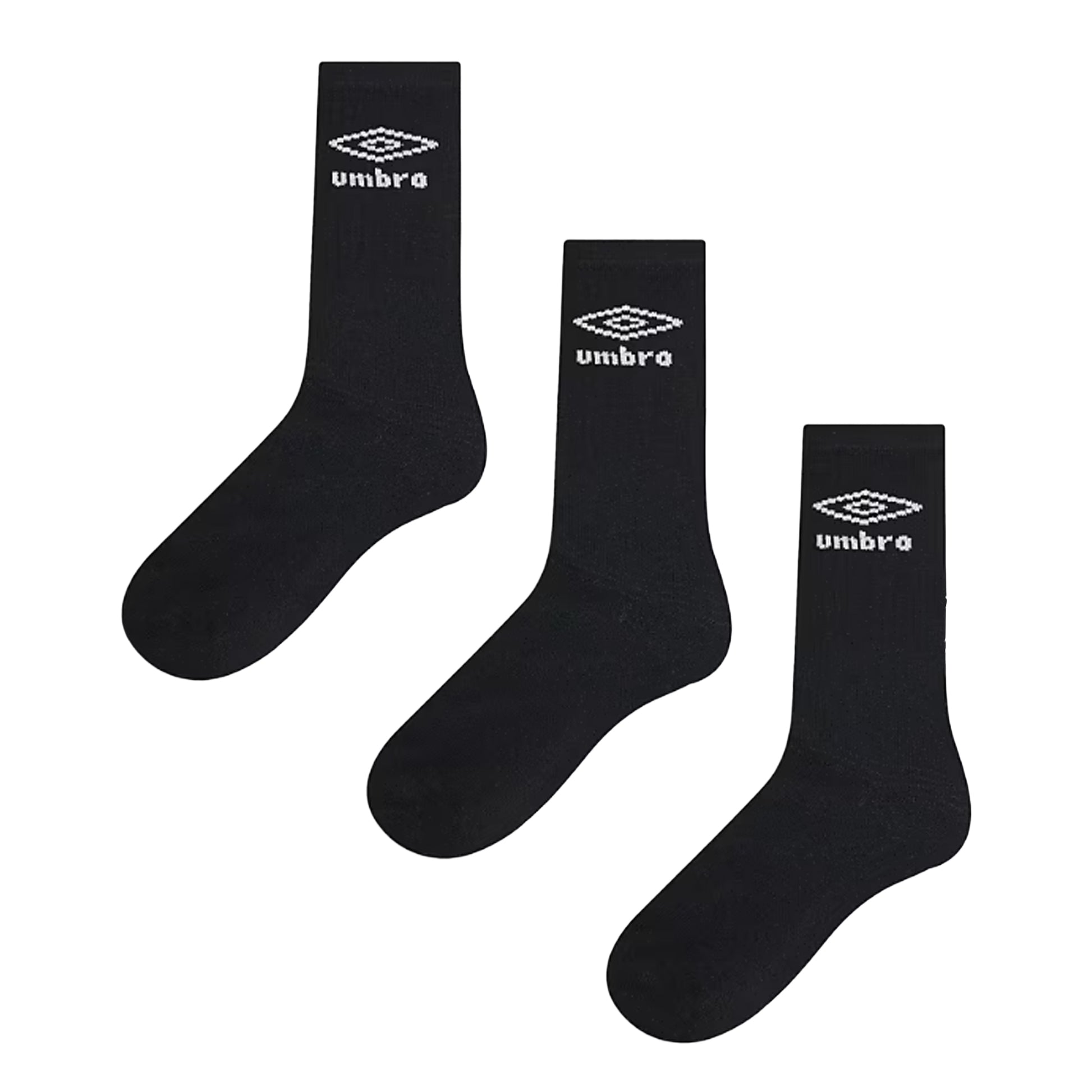 Black-White - Back - Umbro Mens Crew Socks (Pack of 3)