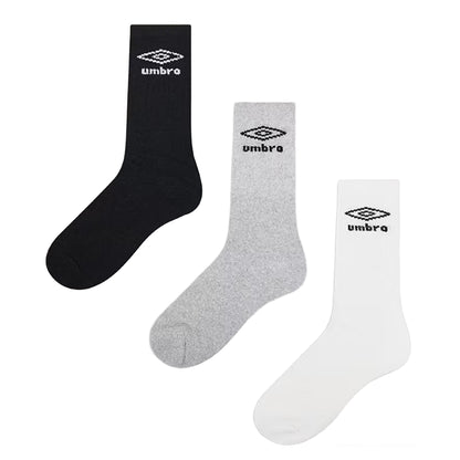 Black-White-Grey - Back - Umbro Mens Crew Socks (Pack of 3)