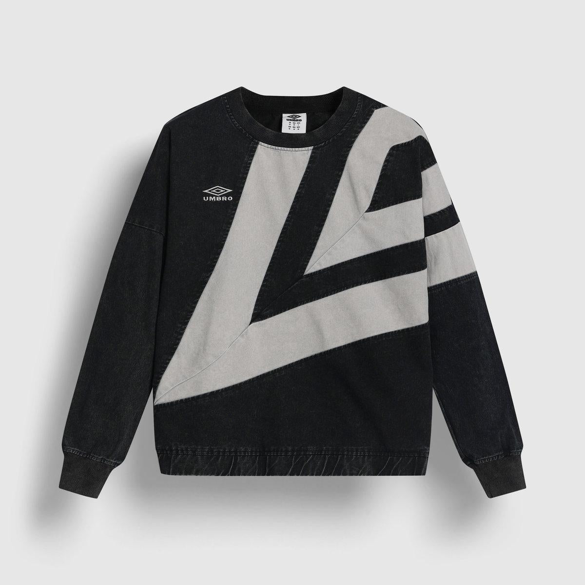 Black-Ultimate Grey - Front - Umbro Mens Diamond Drill Washed Sweatshirt