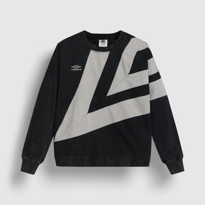 Black-Ultimate Grey - Front - Umbro Mens Diamond Drill Washed Sweatshirt