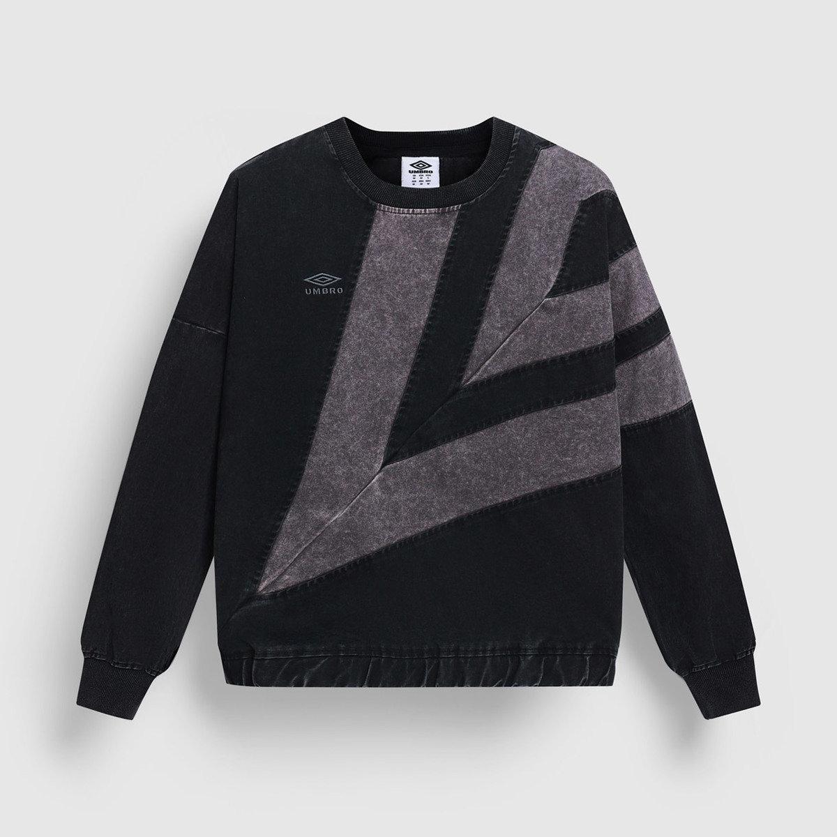Black-Volcanic Ash - Front - Umbro Mens Diamond Drill Washed Sweatshirt