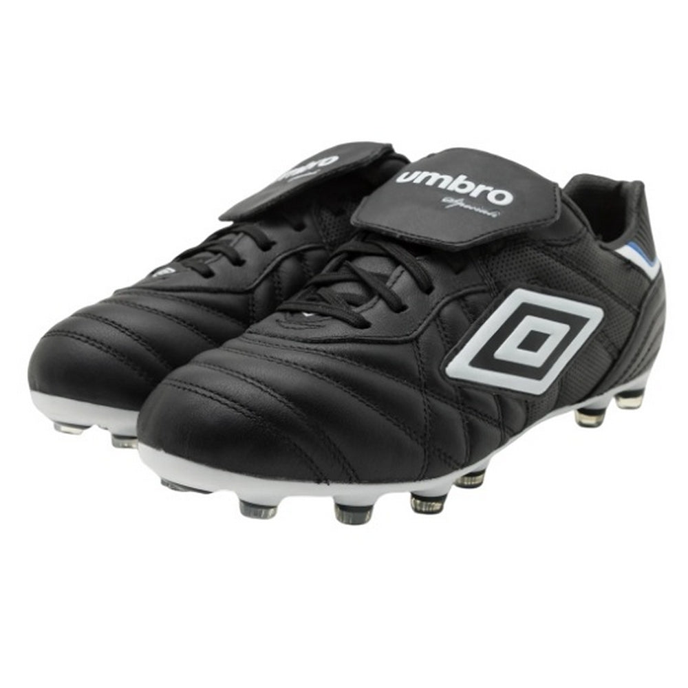 Black-White-Royal Blue - Front - Umbro Mens Speciali Eternal Team HG Leather Football Boots