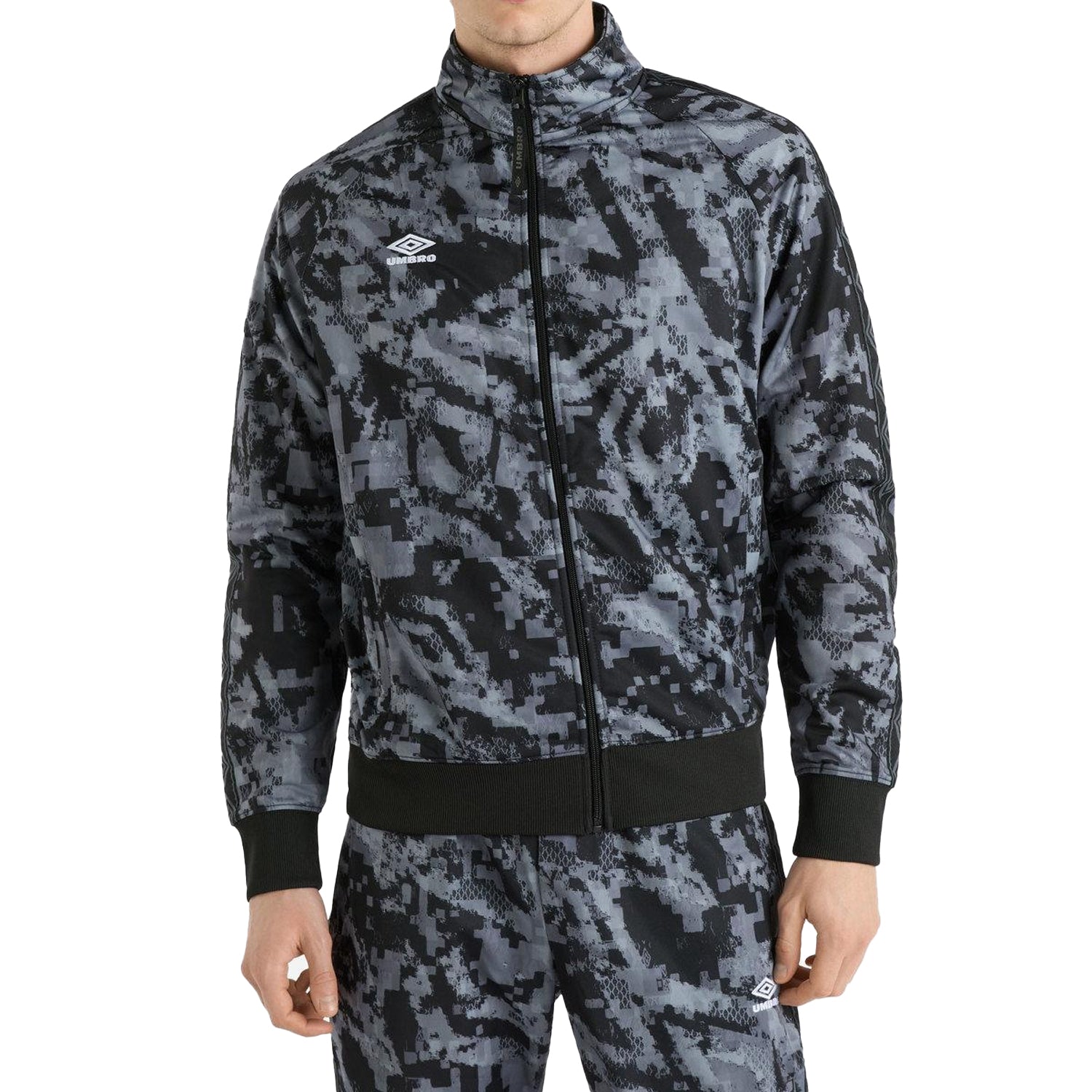 Black Camo - Front - Umbro Mens Taped Track Jacket
