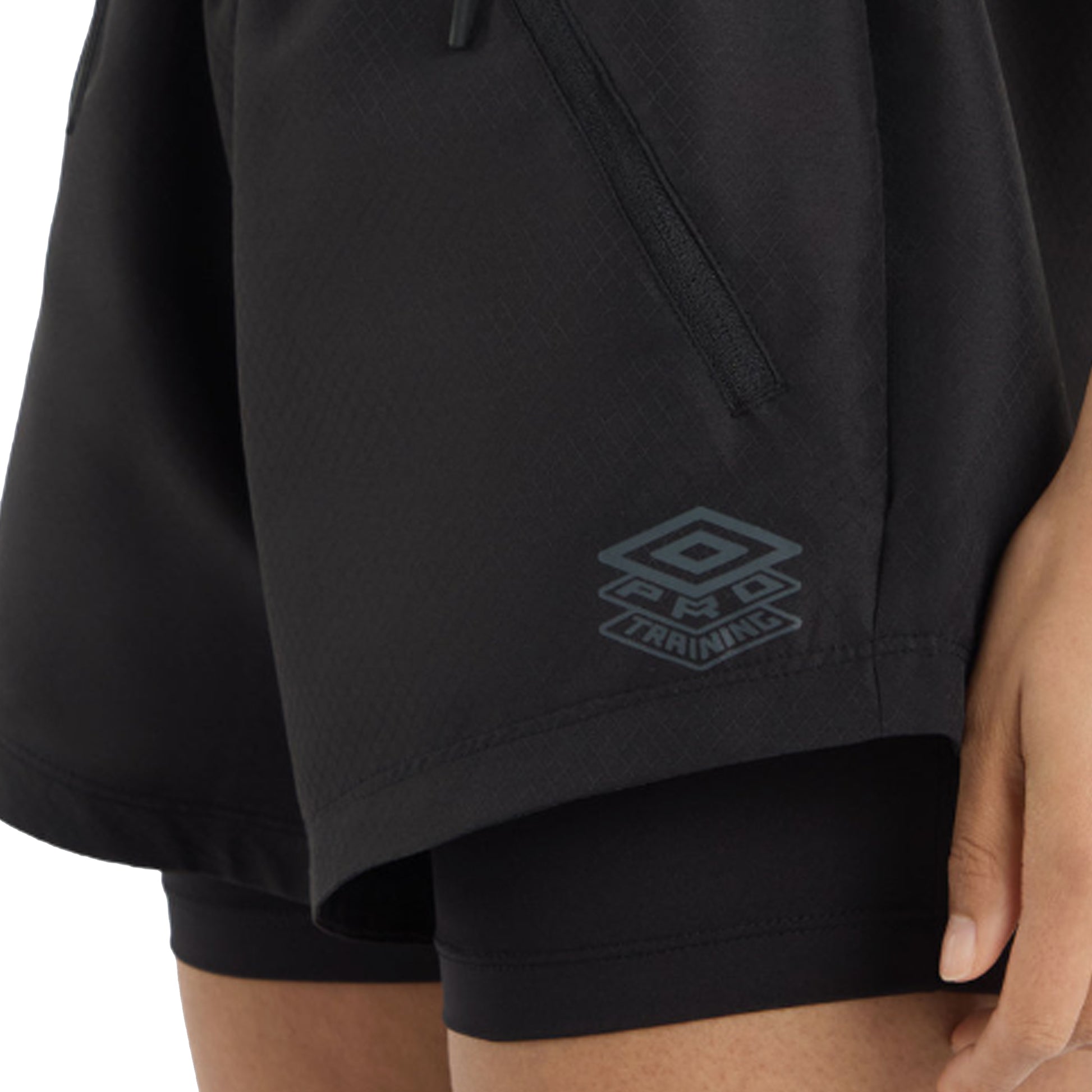 Black - Pack Shot - Umbro Womens-Ladies Pro Training Shorts
