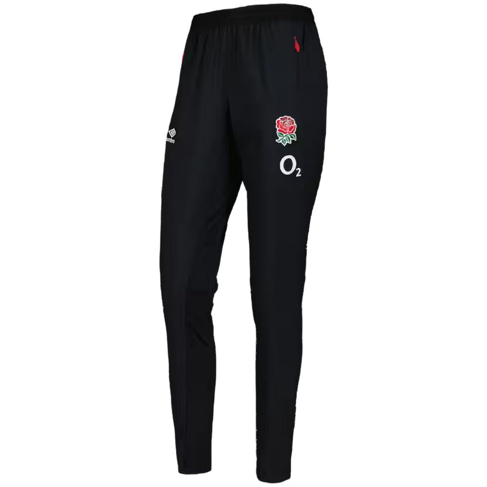 Black - Front - Umbro Womens-Ladies 24-25 Presentation England Rugby Presentation Jogging Bottoms