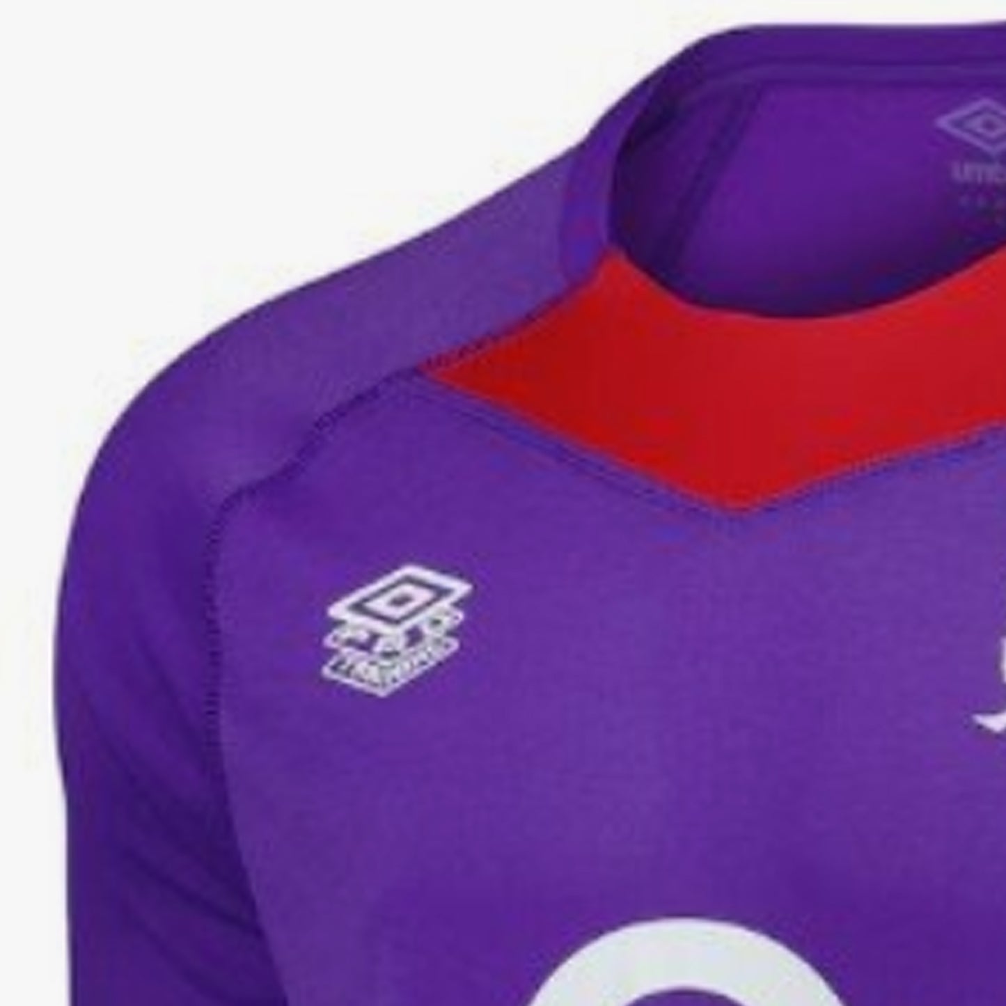 Prism Violet-Equestrian Red - Side - Umbro Mens 24-25 England Rugby Relaxed Fit Long-Sleeved Training Jersey