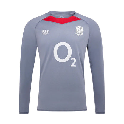 Folkstone-Grey - Front - Umbro Mens 24-25 England Rugby Relaxed Fit Long-Sleeved Training Jersey