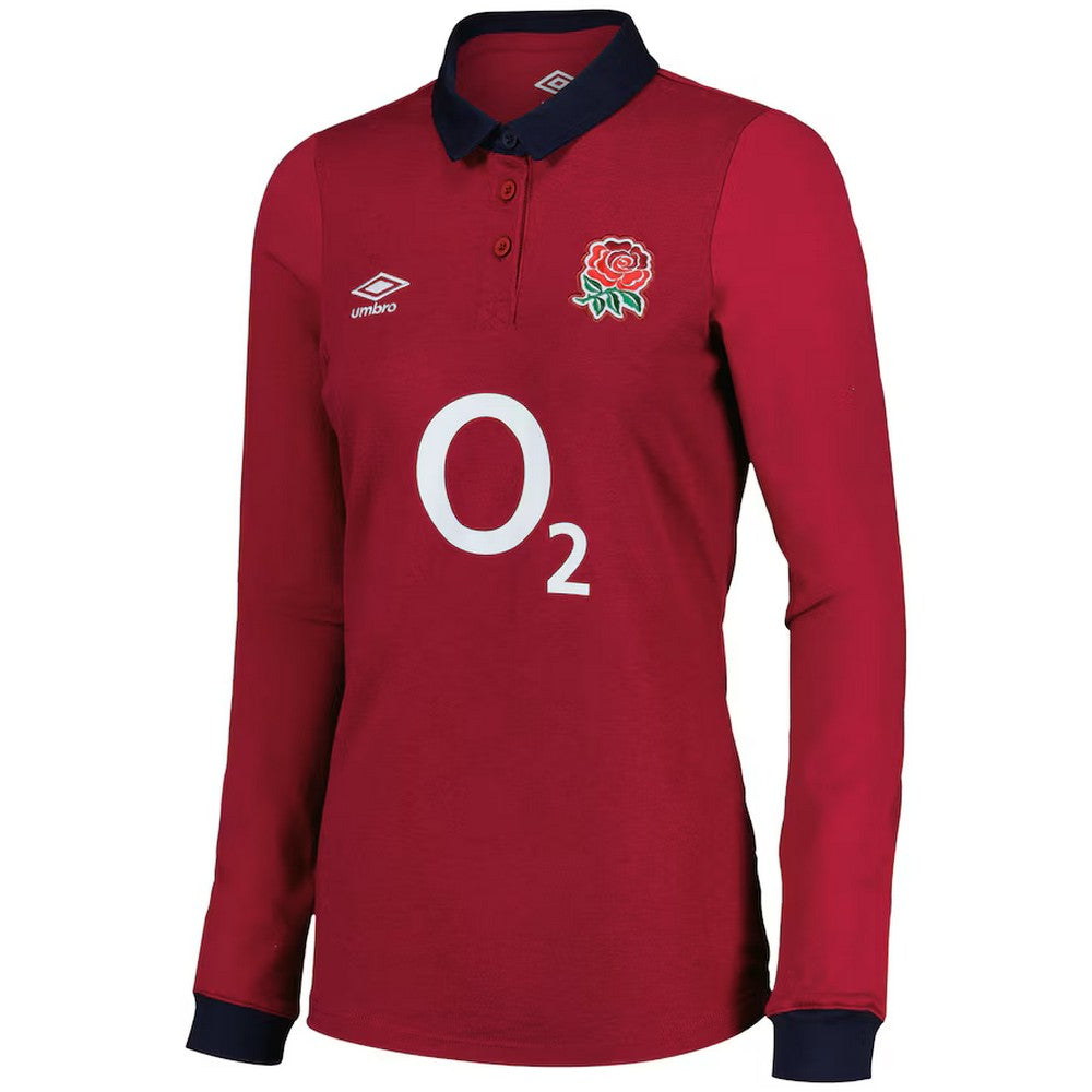 Red-Black - Front - Umbro Womens-Ladies 24-25 Classic England Rugby Alternative Jersey
