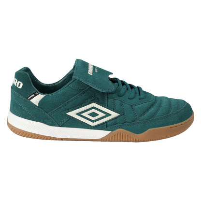 Forest Green-Antique White-Black - Front - Umbro Mens Speciali Tr Flap Top Suede Trainers