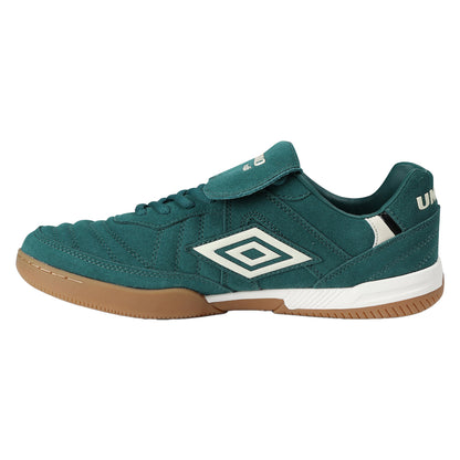 Forest Green-Antique White-Black - Back - Umbro Mens Speciali Tr Flap Top Suede Trainers