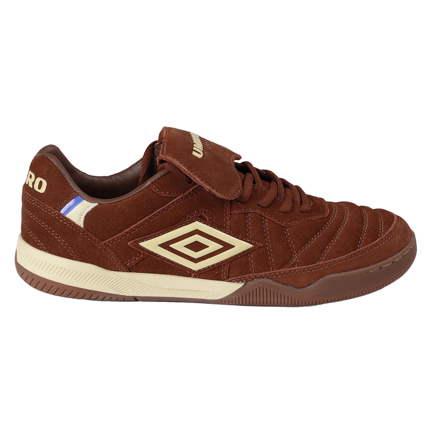 Dark Brown-Cream-True Royal - Front - Umbro Mens Speciali Tr Flap Top Suede Trainers