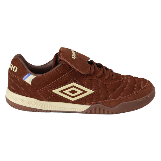 Dark Brown-Cream-True Royal - Front - Umbro Mens Speciali Tr Flap Top Suede Trainers